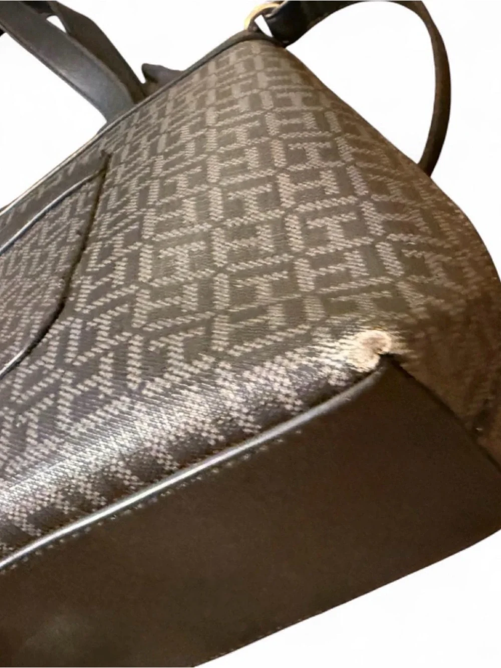 Tommy Hilfiger Brown Monogram Tote Bag with Gold Accent - Picture 3 of 8